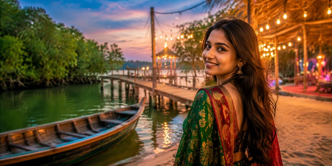 সুন্দরবনের সৈকতে মোবাইলে ক্রিকেট বেটিং করছেন একজন তরুণ বাংলাদেশি
